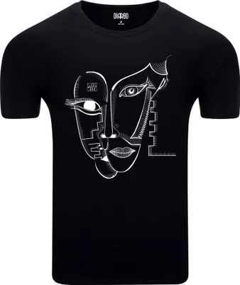 Produktbild von Diarbo Herren T-Shirt mit Abstraktes Druck Vom Kubismus inspirierter Druck Schwarz Gr.L