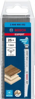 Produktbild von EXPERT Wood 2-side clean T308B Stichsägeblatt, 25-tlg.
