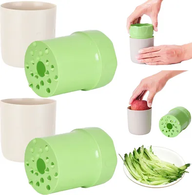 Produktbild von 2 Stück Apfelreibe zum einfachen Reiben von Äpfeln, Manueller Rotierender Obstreibe, Käsereibe, Handreibe, Multireiben, Kunststoff
