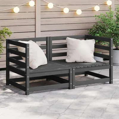 Produktbild von "2026 Promotion" Garten-Ecksofas 2 Stk. - Hohe Qualität - Grau Massivholz Kiefer - Gartenstühle CC27099