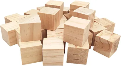 Produktbild von 4 cm / 30 Stück, unbehandelte, quadratische Holzblöcke, natürliche Holzblöcke für Bastelarbeiten, Holzschnitzerei und DIY-Projekte