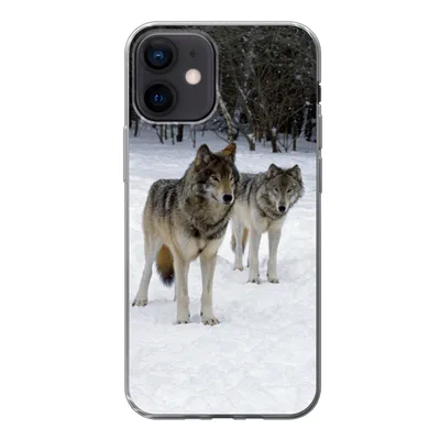 Produktbild von MuchoWow® Handyhülle Schutzhülle Hülle für iPhone 12 Wolf - Schnee - Kanada Silikon Softcase Handy Hülle - Schutzhülle