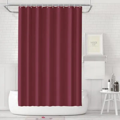 Produktbild von Duschvorhang 180x180 cm Dunkel Rot Wasserdicht Anti-Schimmel PEVA Kunststoff mit 12 Ringen
