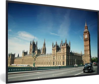 Produktbild von MuchoWow® Gerahmtes Poster Big Ben an einem klaren Tag in England 30x20 cm - Poster mit Schwarzem Bilderrahmen Wandposter Rahmen Foto Bilder - Kunstdruck - Bild-Poster