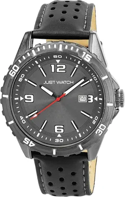 Produktbild von Herrenuhr mit Echtlederband 22 mm, Miyota 2115 Quarzwerk, 43 mm Gehäuse, drehbare Lünette, Datumsanzeige, lumineszierende Zeiger, 5 ATM wasserdicht