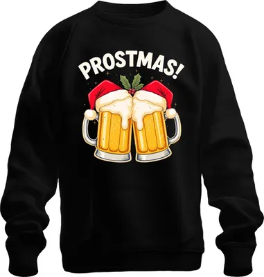 Produktbild von Prostmas Bierkrug Weihnachtsmann Bier Weihnachten lustig Geschenk Uni Sweatshirt Pullover, Schwarz, M