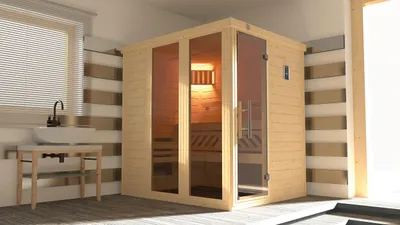 Produktbild von weka Design-Sauna KEMI PANORAMA 1 inkl. 7,5 kW OS-Ofenset x B x T x H  x 162 x 193 x 200