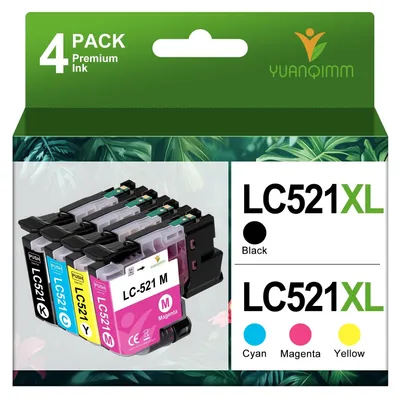 Immagine prodotto di Cartucce d'inchiostro compatibili con Brother LC521: nero, ciano, magenta, giallo