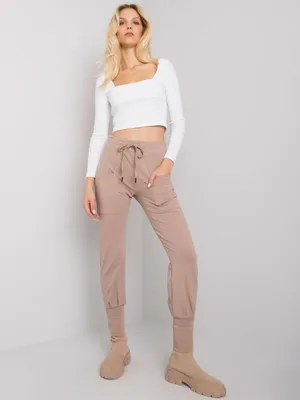 Productafbeelding van Rue Paris dames joggingbroek, model Botar, donkerbeige, maat S