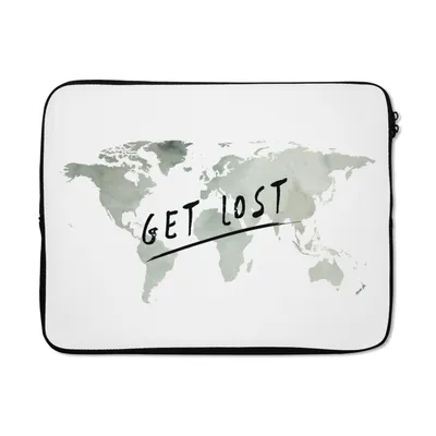 Produktbild von MuchoWow® Laptop Hülle 15 Zoll Weltkarte - Grau - Weiß Laptoptasche - Laptoptasche - Sleeve - Rundum-Schutz