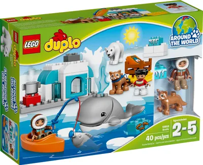 The image shows the packaging of a LEGO DUPLO Arctic set, featuring various arctic animals and figures.