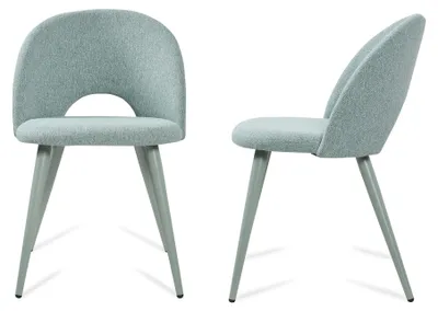 Immagine prodotto di Set da 2 sedie da pranzo «Karijoki» – Sedie imbottite in tessuto, gambe in metallo – 77 x 50 x 55 cm – Verde chiaro
