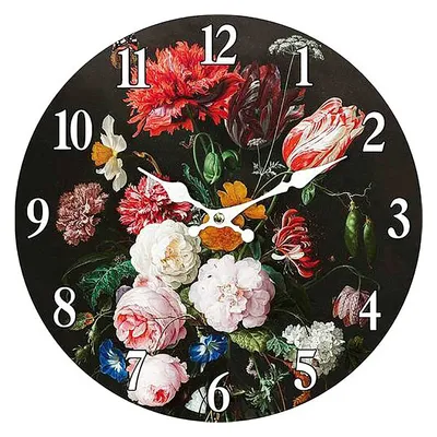 Obrázok produktu pre Nástenné hodiny Autronic MDF s kvetinovým motívom, 34 cm