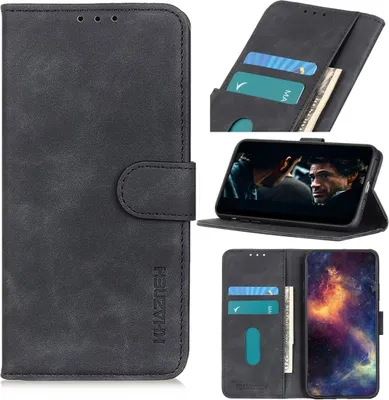 Image de Étui König Design compatible avec le Samsung Galaxy A72 5G - Étui en similicuir pour téléphone portable - Noir