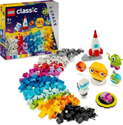 Produktbild von LEGO Classic Kreative Weltraumplaneten, baubares Sonnensystem-Modell für Kinder, Weltraum-Spielzeug mit Rakete, Raumschiff, Planeten und Alien, Geschenk für Kinder, Jungs und Mädchen ab 5 Jahren 11037