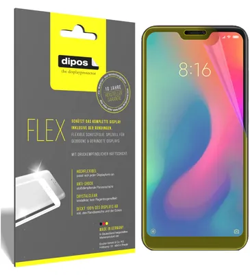 Produktbild von 3x Schutzfolie für Xiaomi Redmi 6 Pro Folie, 100% Displayabdeckung, dipos Flex
