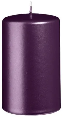 Produktbild von Stumpenkerzen Metallic Matt Pflaume 100 x Ø 60 mm, 12 Stück