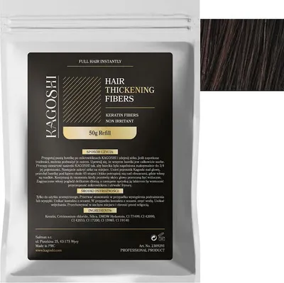 Zdjęcie produktu dla Kagoshi Saszetka Refill 50g Hair Fibers Mikrowłókna do Zagęszczania Rzadkich Włosów Natychmiastowy Efekt Gęstych Włosów CIEMNY BRĄZ