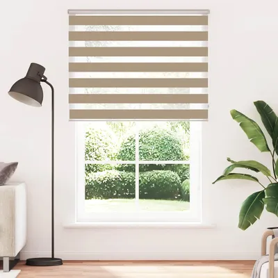 Zdjęcie produktu dla vidaXL Podwójna roleta piaskowo-brązowa 140 x 200 cm Szerokość materiału 135,9 cm Poliester