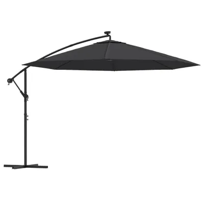 Produktbild von vidaXL Ampelschirm mit LED-Beleuchtung Stahl-Mast Schwarz 350 cm