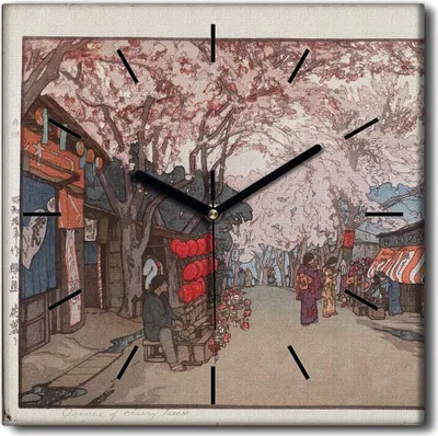 Produktbild von Coloray Uhr auf Leinwand 30x30 cm Wand Uhr Dekoration Wohnzimmer Segeltuch schwarze Hände -Kirschbaumbahn.