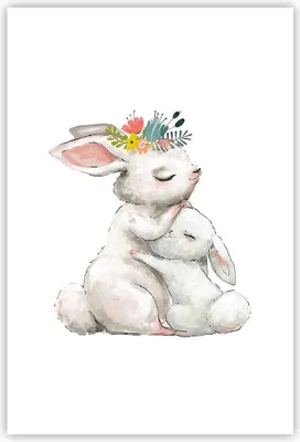 Produktbild von Poster - Poster ohne Rahmen - Kaninchen Hase Kinder - 61x91,5 cm - Wand Bild - Wanddeko - Wandbilder - Kunstposter - Wandposter - Bilder - Kunstdruck - Wanddekoration - Wandbild - P2XPA61x91-4725