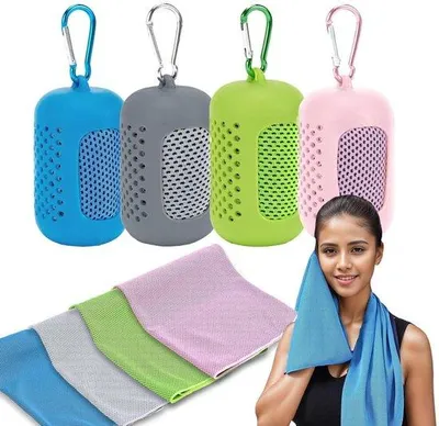Obrázek produktu pro Chladicí ručník Sport - 4 kusy - Chladicí ručník - 100x30 cm - Ručník pro ochlazení - Sportovní ručník - Ledový ručník - Rychleschnoucí - Chladicí ručník - S obalovým pouzdrem - Absorpční - Absorbuje pot - Chladicí šátek - Mikrovlákno - Vhodné pro sport, fitness, jógu, outdoorové aktivity