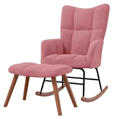 Produktbild von Schaukelstuhl mit Fußstütze, Schaukelstuhl, rosa Samt