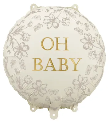 Image de Ballon Oh Baby - beige avec écriture dorée, 35x35 cm