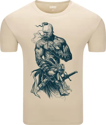 Produktbild von Diarbo Herren T-Shirt mit klassischem Druck Ukrainischer Kosak Beige Gr.S