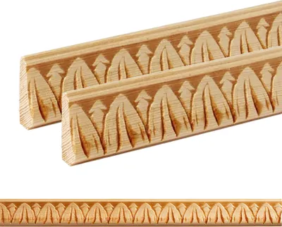 Produktbild von Holz Profilleiste in 22 x 8 x 1000 mm | 2er Set - 2 Meter | Prägeleiste aus Kiefernholz PK-257 mit 3D Blatt-Motiv
