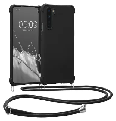 Produktbild von kwmobile Necklace Case kompatibel mit OnePlus Nord Hülle - Cover mit Kordel zum Umhängen - Silikon Schutzhülle Schwarz