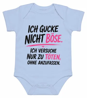 Immagine prodotto di Non ho cattive intenzioni. Tentativo di omicidio. Sarcasmo. Espressione. Bambina. Body, azzurro chiaro, taglia 0/3