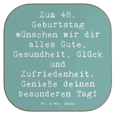 Produktbild von Mr. & Mrs. Panda Untersetzer für Gläser Spruch 48. Geburtstag - Meeresbrise - Geschenk, feiern, Tischuntersetzer, Jubiläum, Happy Birthday, Coaster, Alter