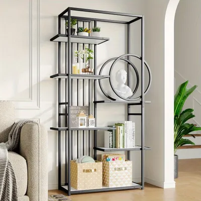 Image de Étagère de rangement - Meuble de rangement - Rangement mural - Système de rangement - Design géométrique en métal - 100x30x180 cm