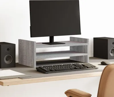 Produktbild von "2026 MODERNE"Bildschirmständer/Monitorständer - Modernes Notebookständer - Grau Sonoma 50x27x20cm Holzwerkstoff DE996698 - Computertische