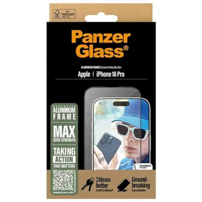 Produktbild von PanzerGlass® Displayschutz Aluminum Rahmen iPhone 16 Pro | Ultra-Wide Fit