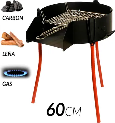 Image de Barbecue rustique au charbon de bois, hauteur réglable, options de cuisson multiples, 60 cm