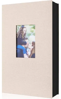 Image de Album photo 10x15 cm, couverture en lin, format paysage, couleur beige, capacité pour 300 photos