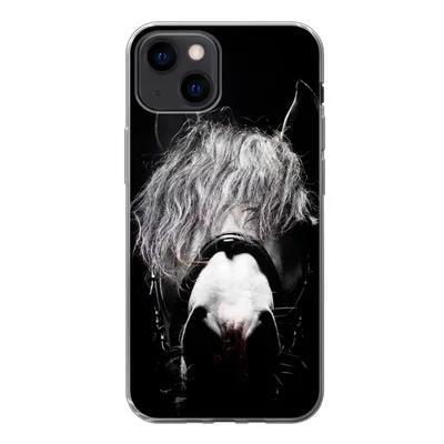Produktbild von MuchoWow® Handyhülle Schutzhülle Hülle für iPhone 13 mini Pferd - Porträt - Schwarz - Weiß Silikon Softcase Handy Hülle - Softcase