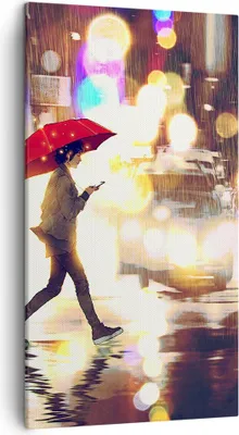 Produktbild von Bild auf Leinwand - Leinwandbild - Stadt Straße Nacht - 45x80cm - Wand Bild - Wanddeko - Wandbilder - Leinwanddruck - Bilder - Kunstdruck - Wanddekoration - Leinwand bilder - Wandkunst - PA45x80-4016