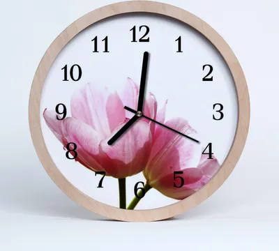 Produktbild von Holzuhr 30fi cm wanduhr - Tulpen Blumen