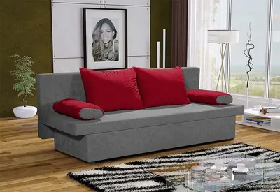 Produktbild von Klassisches Schlafsofa GIACINTO, grau + rot