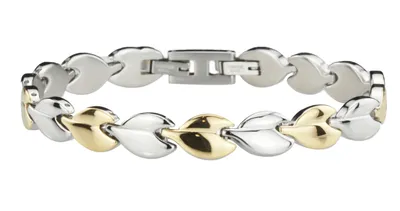 Produktbild von Traveller Armband - Edelstahl - Goldfarbe & Silberfarbe - Bicolor - 19 cm - Herzen - 180911