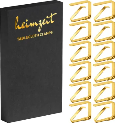 Produktbild von 12x Tischdeckenklammern 6,5 cm Gold Edelstahl Tischtuchklammern Tischklammern