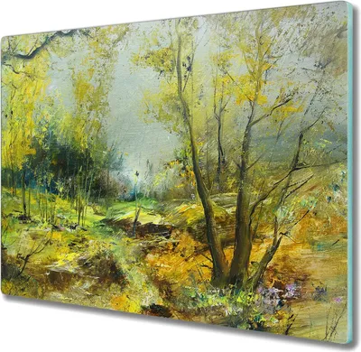 Produktbild von Coloray Hackbrett Kochplattenabdeckung Herdabdeckplatte 60x52 cm Schneidebrett Küchenbrett - Der Weg in den Wald