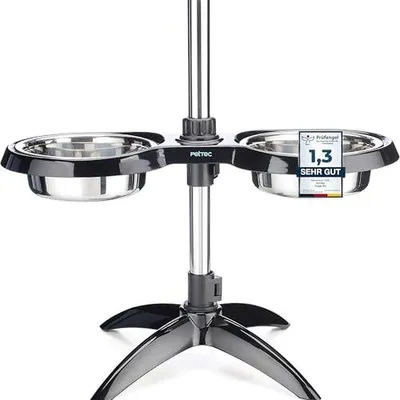 Productafbeelding van PetTec® Hondenvoerbak voor grote honden [2 x 2,5L, zwart] - Verhoogde voerbak voor honden - Verstelbare voerstation - Verhoogde voerbak voor honden - Hondenbak - Voerbak voor honden