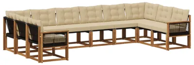Immagine prodotto di vidaXL Set di divani da esterno, 10 pezzi, colore naturale e beige