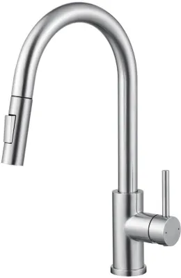 Produktbild von Unyqoos® Küchenarmatur Edelstahl 304 – ausziehbare Brause 40 cm, 360° drehbar, wassersparend bis 40%, Keramikventil, inkl. Montagezubehör