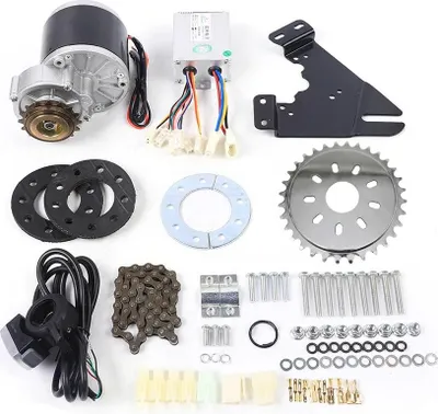 Produktbild von E-Bike Umbausatz/Umrüstset - Linksseitiger Antriebsmotor 36V 350W - Daumengas - Bürstenmotor - Für Mountainbike - Schwarz